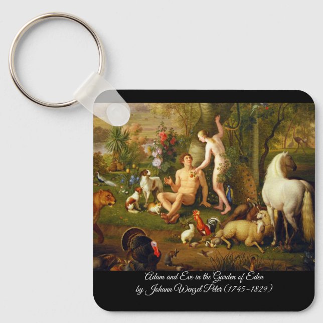 Porte-clés Adam et Eve dans le jardin (Recto)