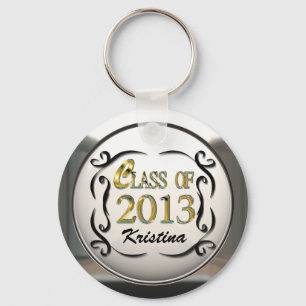 Porte-clés Add Name Gold & Black Decorative Grad Keychain
