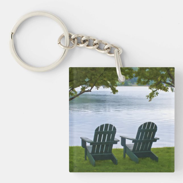 Porte-clés Adirondack vide préside faire face à un lac (Devant)