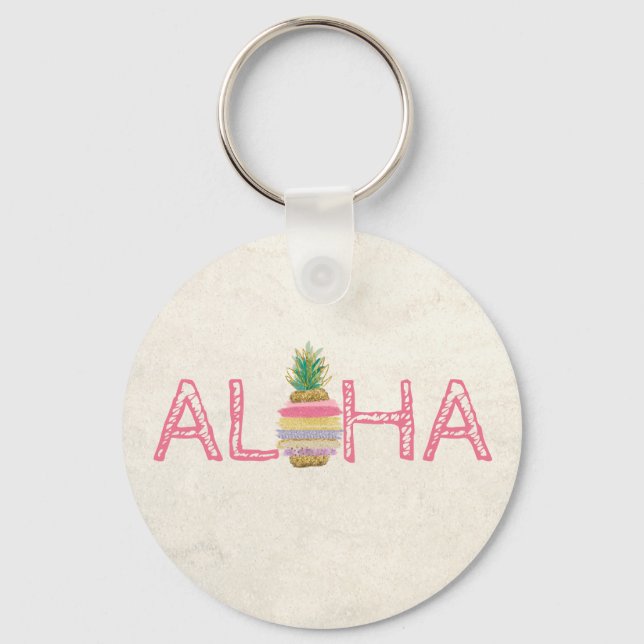 Porte-clés Adorable Aloha Hawaiian ananas rayé (Recto)