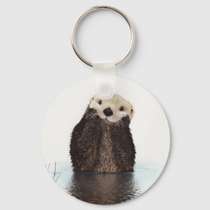 Porte-clés adorable animal de loutre moelleuse mignonne