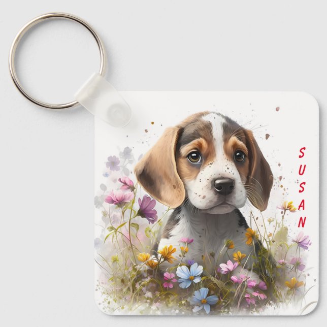 Porte-clés Adorable Chien Chien Chien Beagle (Recto)