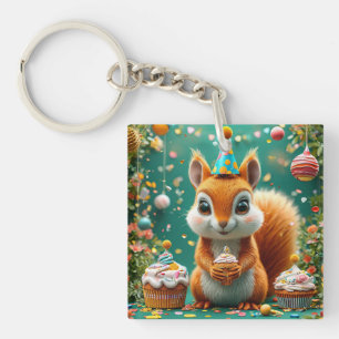 Porte-clés Adorable écureuil d'anniversaire