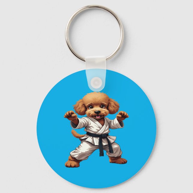 Porte-clés Adorable Karate Puppy Martial Arts Gi Illustration (Recto)