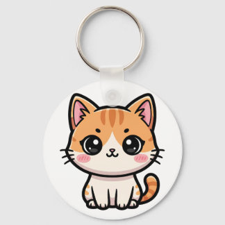 Porte-clés Adorable Kawaii Ginger Cat Illustration