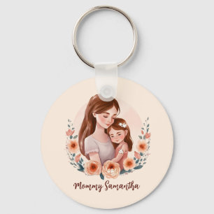 Porte-clés Adorable maman et fille Bond - Cadre Floral