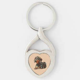 Porte-clés Adorable Porte - clé Dachshund Peint