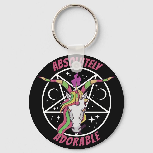 Porte-clés adorable Rainbow Unicorn Baphomet gothique (Recto)