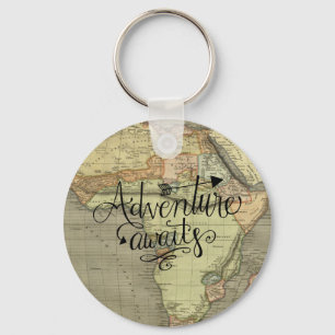 Porte-clés Adventure Awaits Old World Map Keychain