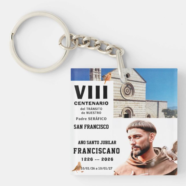 Porte-clés Affiche brillante de Saint François d'Assise (Devant)