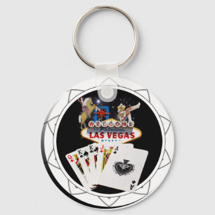 Porte-clés Affiche de bienvenue Las Vegas Black Poker Chip