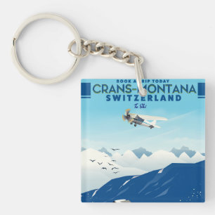 Porte-clés affiche de ski crans-montana Suisse