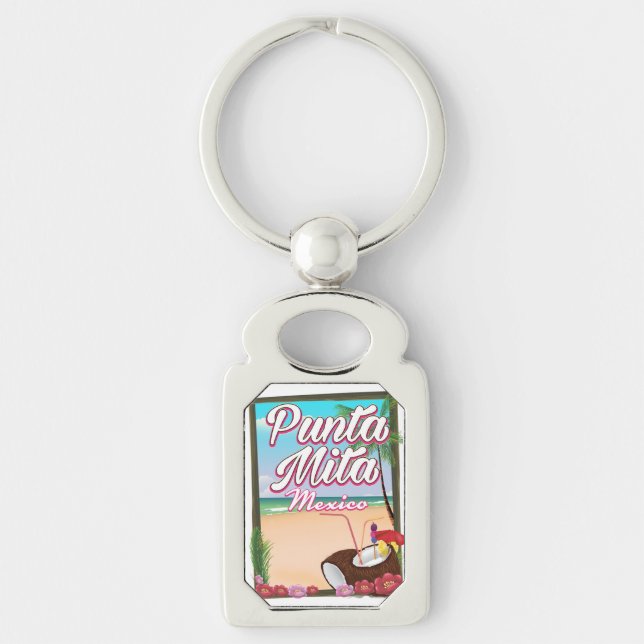 Porte-clés Affiche de voyage de plage à Punta Mita, Mexique (Devant)