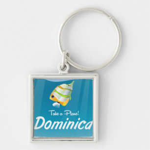 Porte-clés Affiche de voyage rétro de la Dominique.