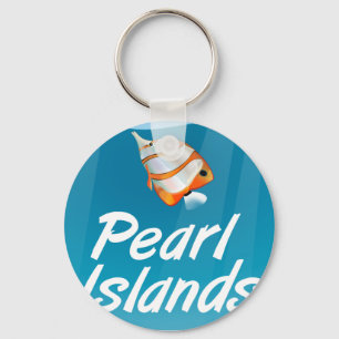 Porte-clés Affiche de voyage tropical des îles Pearl.
