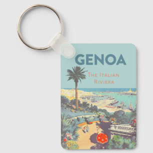 Porte-clés Affiche de voyage vintage Gênes Riviera italienne 