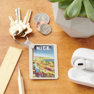 Porte-clés Affiche de voyage vintage, Nice, France Côte d'Azu