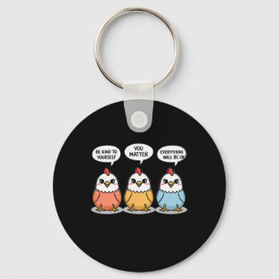 Porte-clés Affirmations Positives Tendres Poulets Dessin Anim