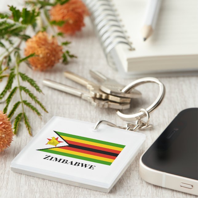PORTE-CLÉS AFRIQUE : DRAPEAU DU ZIMBABWE (Devant Droit)