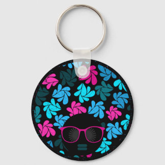 Porte-clés Afro Diva Turquoise & Hot Pink