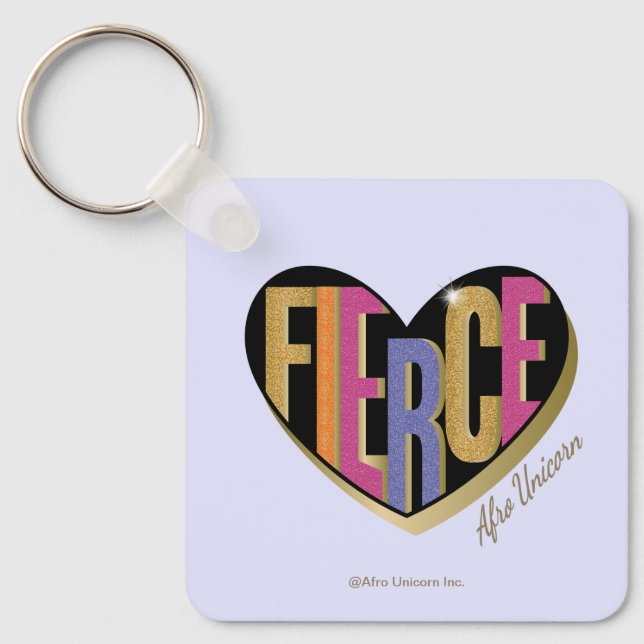 Porte-clés Afro Unicorn Fierce Heart Design (Recto)