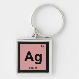 Porte-clés Ag - Symbole de tableau périodique de la chimie de