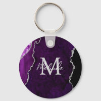 Agate de marbre violet et argenté