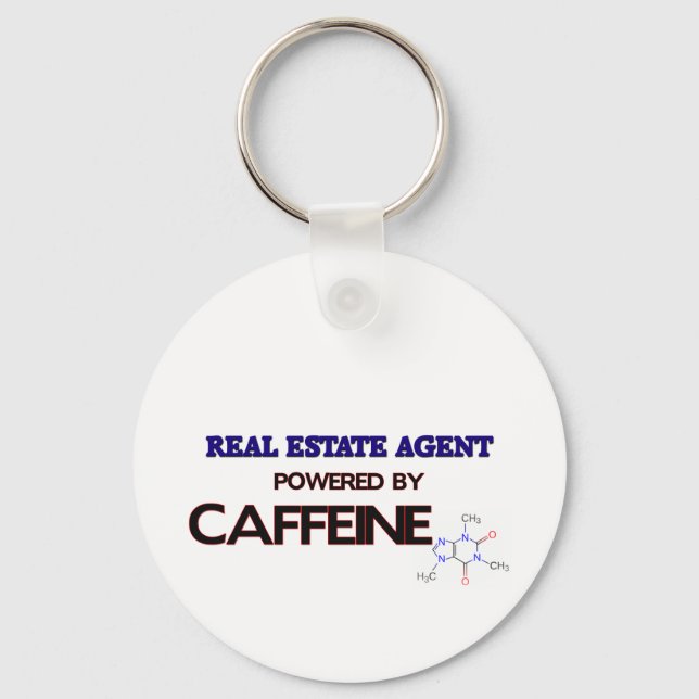 Porte-clés Agent immobilier alimenté par la caféine (Recto)