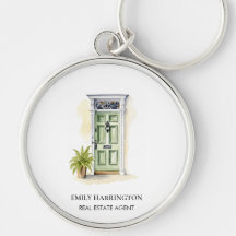 Agent immobilier logo aquarelle porte verte