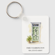 Agent immobilier logo aquarelle porte verte