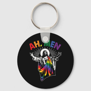Porte-clés Ah Men Funny LGBT Gay pride Jesus Rainbow Flag Chr