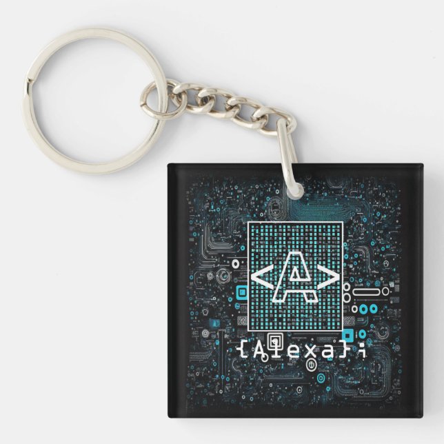 Porte-clés Ai - Technologie - Monogramme de codage - Lettre A (Devant)