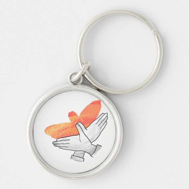 Porte-clés Aigle à main silhouette orange (Devant)