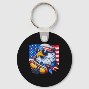 Porte-clés Aigle chauve drôle Hotdog Drapeau américain 4 juil