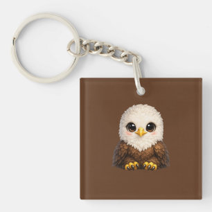 Porte-clés Aigle chauve mignon aux grands yeux Nature cosy