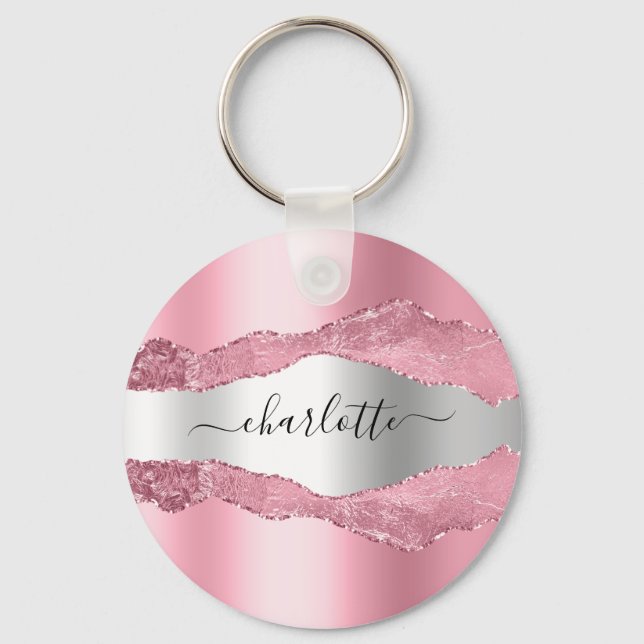 Porte-clés Aigle rose pâle nom de marbre (Recto)