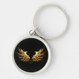 Porte-clés Ailes d'Ange d'or sur arrière - plan noir