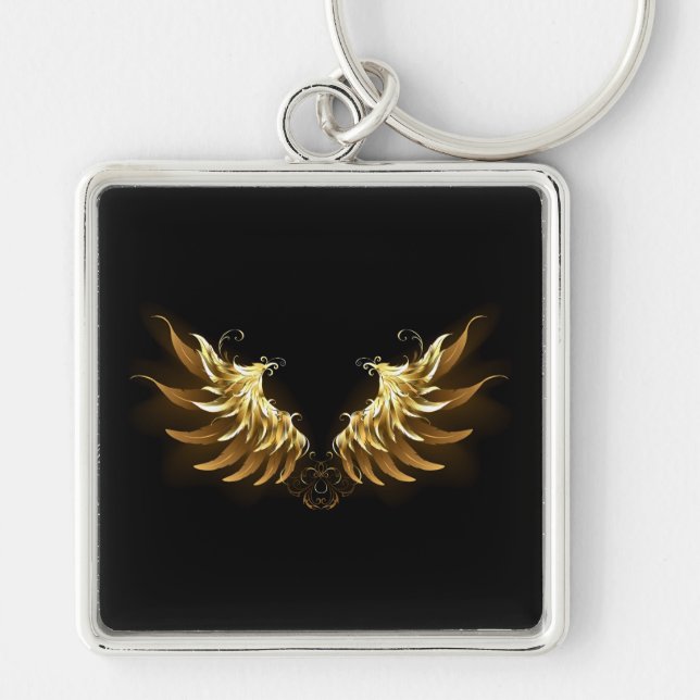 Porte-clés Ailes d'Ange d'or sur arrière - plan noir (Devant)