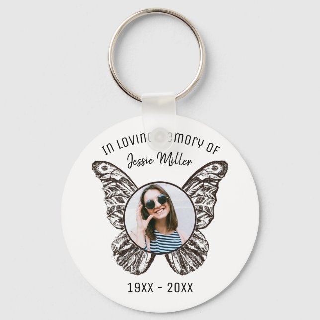 Porte-clés Ailes papillon modernes | Mémorial photo personnal (Recto)