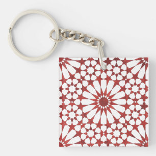 Porte-clés Aimant Badge Rond 5 Cm Mosaïque andalouse rouge AL