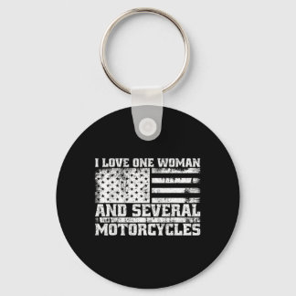 Porte-clés Aime une femme et plusieurs motos drôle de motard