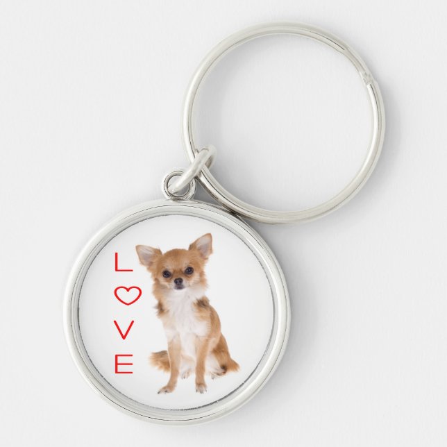 Porte-clés Aimer les cheveux longs Chihuahua Chiot (Devant)