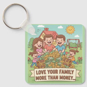 Porte-clés Aimez votre famille plus que de l'argent