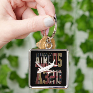 Porte-clés Airbus A320 Avion de ligne. Drapeaux européens vin