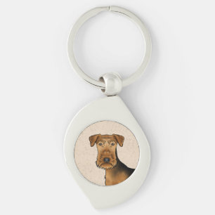 Porte-clés Airedale Terrier mignon Tête De Dessin Sur Chien B