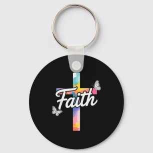 Porte-clés Aith Croix Avec Papillons Chrétien 