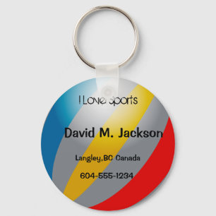 Porte-clés Ajouter du texte, Nom, Adresse, sports, basket-bal