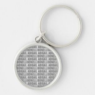 Porte-clés Ajouter le nom minimaliste gras moderne gris chic