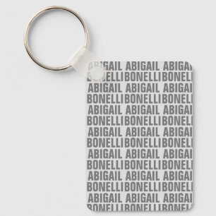 Porte-clés Ajouter le nom minimaliste gras moderne gris chic