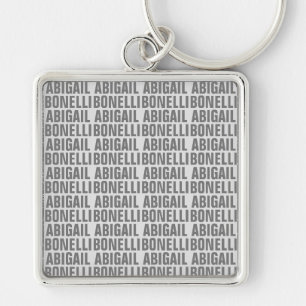 Porte-clés Ajouter le nom minimaliste gras moderne gris chic